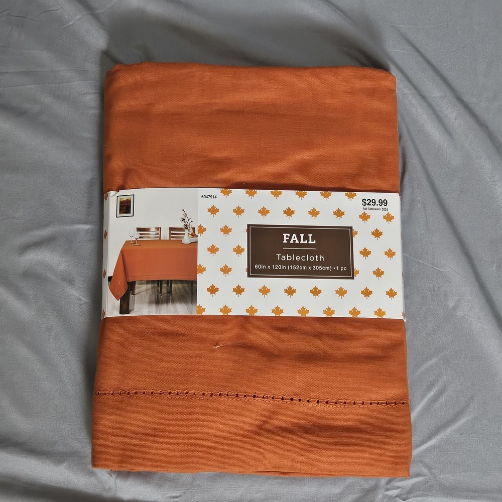 Fall Tablecloth 60x120‎ Orange Cotton Farmhouse Autumn Thanksgiving Decor